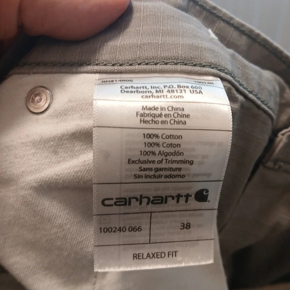 Carhartt Shorts Mens 38 Gray Ripstop Cotton Workwear Cargo Relaxed 100240 066